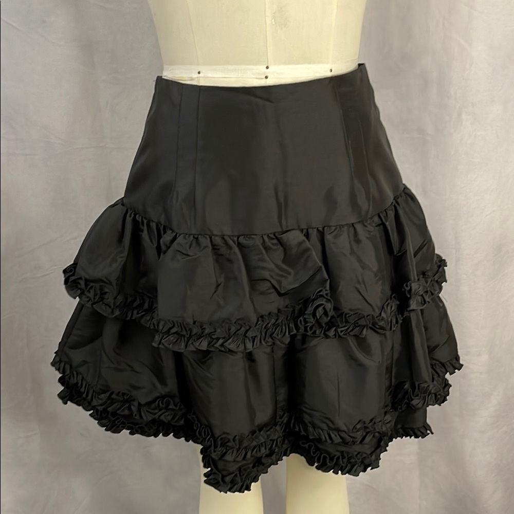Black Tiered Ruffle Mini Skirt with Layered Frills